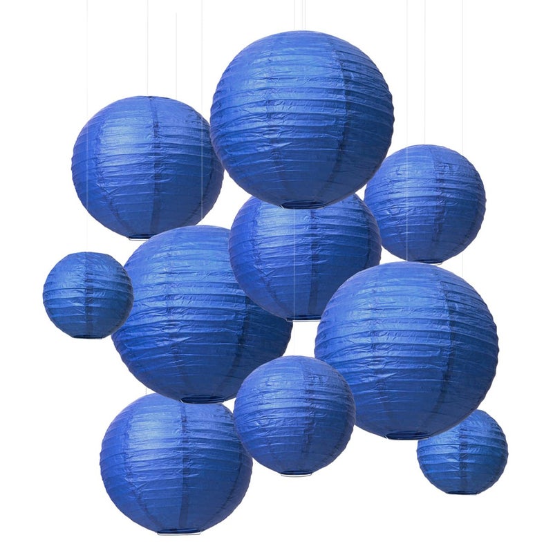 LIHAO Blue Paper Lanterns for Graduation Decorations Classroom Graduation Party Graduation Cap Weddings Birthdays 10PCS - Image 1